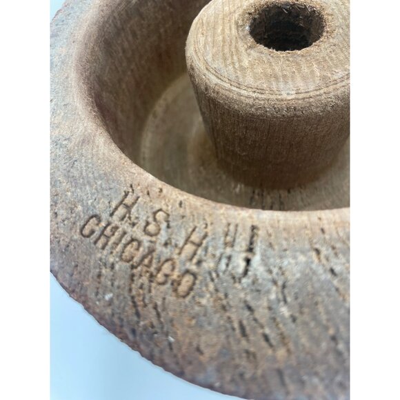 Antique R.S. H.M. Chicago Wooden Hat Block Mold Detachable Base - Picture 7 of 16